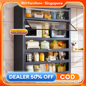 IRO Kitchen Cabinet Display Cabinet Kitchen Rack Multifunctional Storage Cabinet Cupboard Microwave Oven Shelf  Nordic Style