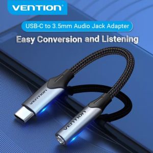 Vention Type-C Earphone Converter 3.5mm Jack USB-C Male to Female Audio Adapter support OMTP/CTIA Audio/in line Conerol For game Hawei Mate40 Pro Xiaomi 10 OnePlus 8/8 Pro Honor