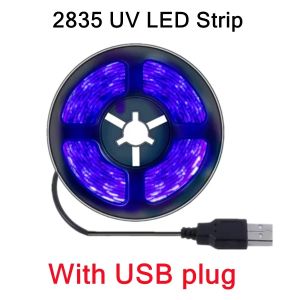 DC5V UV LED Strip SMD2835 395-405nm Ultraviolet Purple Black Light Flexible Tape Lamp for Money Detection Christmas Home Decor