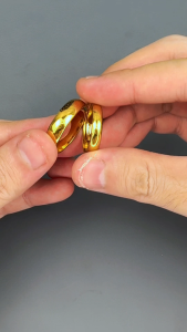 24K Gold Plated Couple Rings Classic Smooth Wedding Band for Men & Women Jewelry Gift