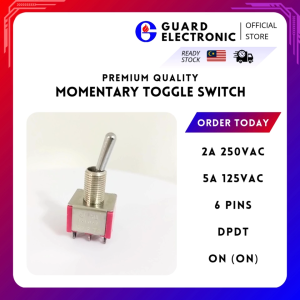 Momentary Toggle Switch DP-2 T1 / DPDT / 2A 250VAC / 5A 125VAC / On (On) / 6 Pins