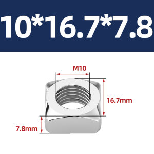 DIN557 304 Stainless Steel 7 Sizes Metric Square Nuts  Machine Screw Nuts Metric Coarse Thread - M3 M4 M5 M6 M8 M10 M12