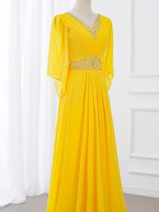 Adult Womens Long Skirt Performance Costume Chorus Ensemble Hostess Solo Competition Performance Outfit Yellow Gold Color