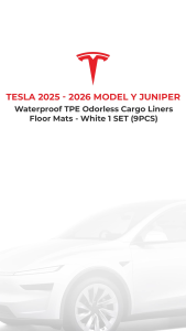 TESLA 2025/2026 Model Y Juniper Waterproof TPE Odorless Cargo Liners Double Layer Mats (9 PCS/WHITE)