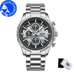 Mark Fairwhale | MARK FAIRWHALE Watches for Men 5028 New Business Stainless Steel Strap Quartz Wristwatches Waterproof Men Watches Reloj Hombre