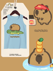 Pure Cotton Sleeveless Vest Cartoon Emojis for Boys And Girls Childrens Clothing Students Baby No Sleeve T-Shirt Casual Summer Wear