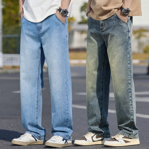 Fashion Thin Baggy Jeans Mens Spring Summer Casual Straight Wide Leg Denim Pants Streetwear Breathable Vintage Loose Trousers