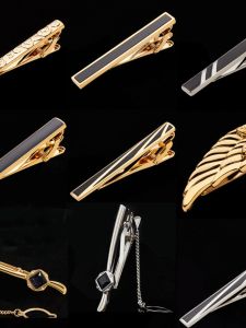 LIESHANG | Black and Silver Stripes Business Formal Tie Clip