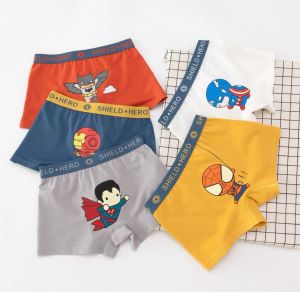 Boys Cotton Underwear Cartoon Print Boxer Shorts Anti-UV Antibacterial Breathable Comfortable Inner Pants for Children