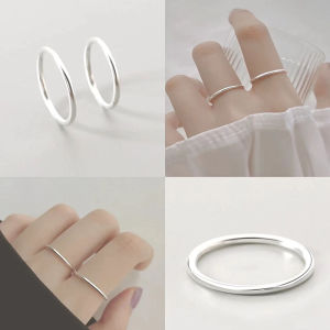 Non-Fading Silver Rings for Women And Men Simple Thin Smooth Circle Couple Rings Little Finger Fashionable Commute Style