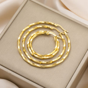 Cazador 28-54MM Hoop Earrings Women Real Gold Plated Stainless Steel Earrings Trend 2026 Jewelry Party Birthday Valentine Gift