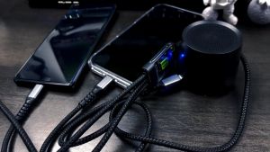【Fast Charge】100W 6A 3 in 1 Super Charging Cable With LED Indicator Fast Charging Nylon Bradied USB C Fast Charger Type-C Cable Data Cable Suitable for Ios Android Charging Cable Kabel Pengecasan Pantas快充 充电线