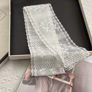 Khăn Choàng Ren Mỏng Mùa Xuân Hè Phong Cách Pháp Pure Desire Khăn Choàng Lụa Đa Năng Cho Phụ Nữ Phụ Kiện Túi Xách