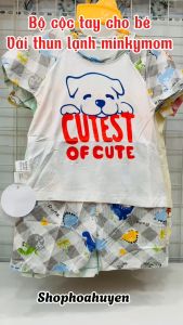 Bộ cộc tay bé trai bé gái vải Thun Lạnh Minky  Họa tiết siêu cưng cho bé vải mềm mại mát cho bé mặc nhà Size 5-17kg