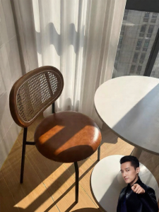 OUQI | Nordic Rattan Weaving Solid Wood Dining Chair