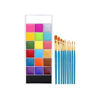 Face Body Oil Paint Painting20 Colors Face Paint Non-toxic Kids Flash Tattoo Paint with Brush Halloween CosplayArtistic Makeup