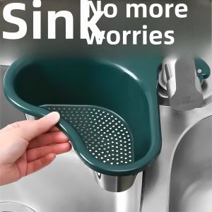 Kitchen Triangle Drain Basket Sink Strainer Faucet Storage Rack Dishwashing Sink Filter Water Net Hanging Basket