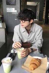 Cleanfit American Retro Grey Green Plaid Intellectual Mens Long Sleeve Shirt Versatile Checkered Outerwear Autumn Fashion