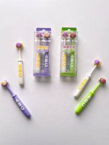 Childrens Soft Bristle Toothbrush Tri-Face Head 10000 Stroages for Kids Aged 3-5-12 Years Old Oral Care Training Toothbrush