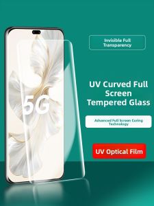 Henyou | Honor 200 Tempered Glass Screen Protector Full HD Clear UV Curved Surface Water Drop Film Soft Film Edge To Edge Shock Proof Protection Film