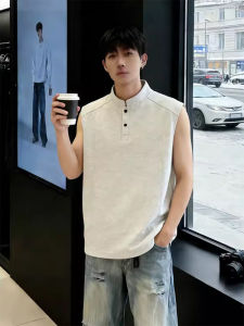 OUMULONG | Mens Summer Flower Gray Sleeveless T-Shirt