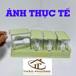Hủ đựng gia vị HOKORI 2936 Cao Cấp Hủ Đựng Gia Vị Đẹp Có Kèm Thìa Tiện Lợi nhựa Việt Nhật