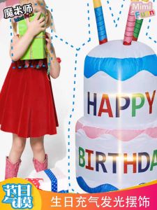 Inflatable Cartoon Birthday Cake Model Creative Outdoor Festival Party Photo Prop Decorative Props for Special Events