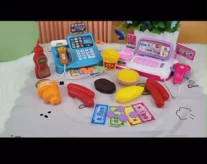 Childrens supermarket cash register set simulation vegetable and fruit model light sound effect supermarket cash register