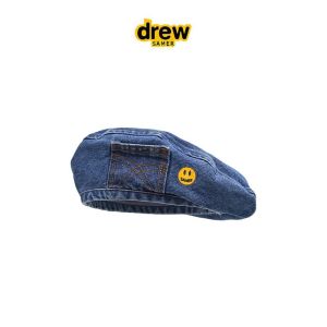 Genuine Goods Drew Samer Smiley Face Casual Shopping Octagonal Cloud Hat Retro Denim Beret Female