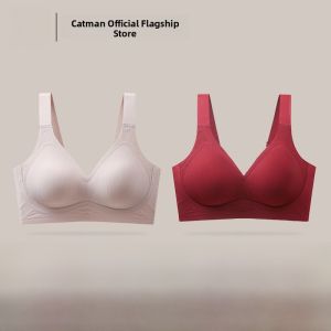 Miiow | Wireless Soft Support Bra Womens Seamless Anti-Sagging Comfortable Nylon Fabric Adjustable Straps Gathered Design Underwear