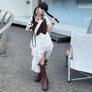 Váy Ren Không Đều Kiểu Pháp Cho Bé Gái Váy Nửa Thân Thiết Kế Cảm Giác Mùa Hè Váy Chữ a Cho Bé Gái 5-14 Tuổi Váy Trẻ Em