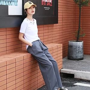 Blouse Plus Size Womens Summer Collar Korean Style Loose Casual V-neck Short-sleeved T-shirt