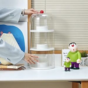 LUXU Rotating PopMart Acrylic Transparent Cartoon Character Display Stand Dustproof Storage Box
