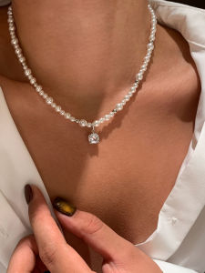 CAFFTI | White Pearl Cubic Zirconia Pendant Necklace