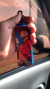 Gantungan Kunci Dompet Stnk Lipat Dua Motor atau Mobil Bahan Kanvas - Motif Karakter Luffy One Piece