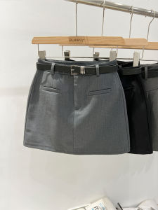Gray Suit A-Line Mini Skirt Womens High Waist Slimming Anti-Light Short Skirt Trendy Commute Korean Style Spring New Arrival