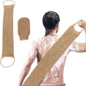Ramie Jute ผ้าเช็ดตัวผ้าเช็ดตัวกลับ Body Exfoliating Belt Shower Scrubber สําหรับทําความสะอาดร่างกายห้องน้ําสายคล้อง