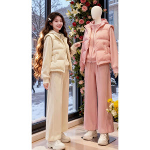 LIANGYILAILIN | Down Padded Vest Set Female Small Figure Thicker Sweater Suit