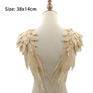 1 Pair Wing Design Lace Applique Patches for DIY Cloth Shoulder Bag Sewing Accessories Party Costume Feather Shape Embellishment