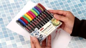 ปากกาเคมี มาร์คเกอร์ 2 หัว Zeyar ชุด 12 ด้าม คละสี ขนาด 0.5 - 2.0 มม. หัวกลม หัวแข็งแรง หมึกสีเข้ม เขียนแก้ว พลาสติก กล่อง เขียนได้ทุกพื้นผิว