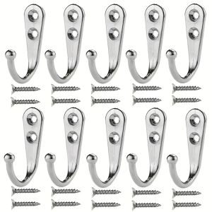 10pcs Alloy Retro Wall Hooks with Screws Wall Mounted Coat Hanger for Coat Bags Caps Hook Kitchen Bathroom Storage Rack Holders
