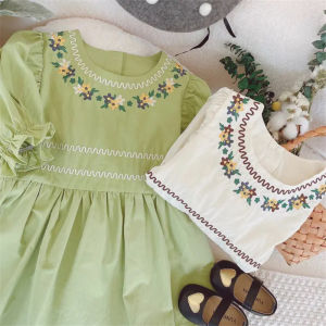 Girl Embroidered Dress Summer New Arrival Baby round Neck Short Sleeve Princess Dress K-style Girl Western Style Cute Skirt