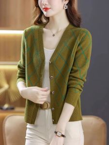 Knitting Cardigan Womens Short Sweater Early Autumn New Spring & Fall Womens Shawl Small Outer Tops Outwear