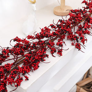 1PC Màu Đỏ Mô Phỏng Cây Nho Quả Treo Trong Nhà Trang Trí Nhựa Holly Cranberry Berry Vòng Hoa Cho Đám Cưới Giáng Sinh