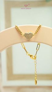Yaxiya Gelang Ran Love / Hati / Heart Perhiasan Imitasi Warna Gold 18K 069
