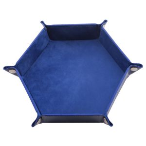 Foldable Dice Tray Holder Box PU Leather Folding Hexagon Coin Square Tray for RPG Role Playing Table Board Games