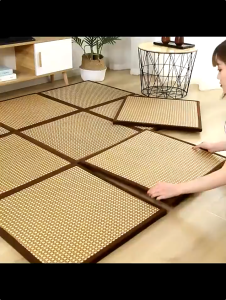 Bamboo Japanese Tatami Rattan Mat Tikar Buluh Tikar Rotan Foldable Cooling Summer Floor Carpet Thickened Bedroom Living Room Balcony Bay Window Sleeping Mat凉席竹席