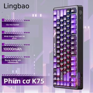 Lingbao | Bàn Phím Cơ Không Dây K75 Layout 75% Kết Cấu Gasket Pin 10000mAh