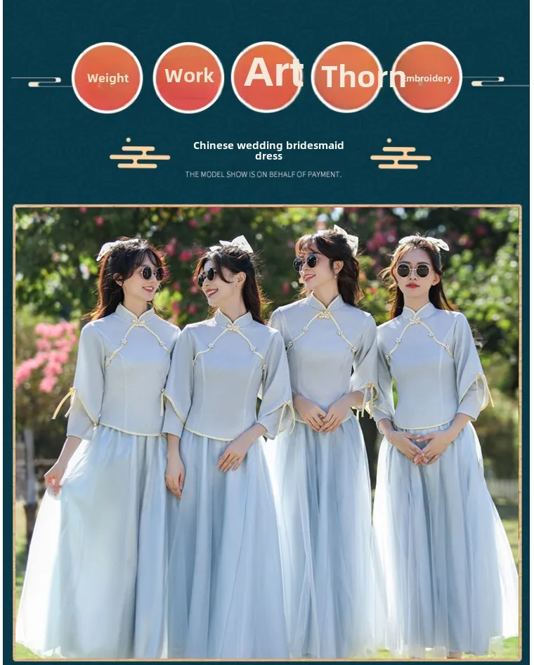 New Chinese Style Wedding Maids Outfit Summer Friend Matching Set Ancient  Fashion Hanfu Maids Dress Polyester Fiber Long Sleeve