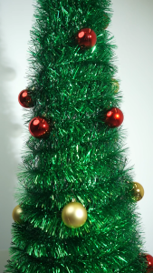Foldable Christmas Tree Pop Up Artificial Tinsel Christmas Tree with Ball Snowflake Ornaments 4ft 5ft 6ft 7ft